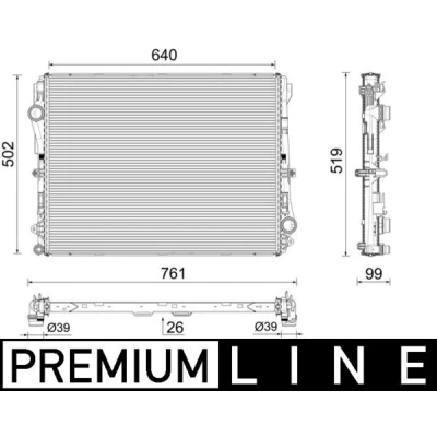 Imagen de MAHLE ORIGINAL CR 2604 000P Radiador, refrigeración del motor Aluminio 640 502 26 Aletas soldadas