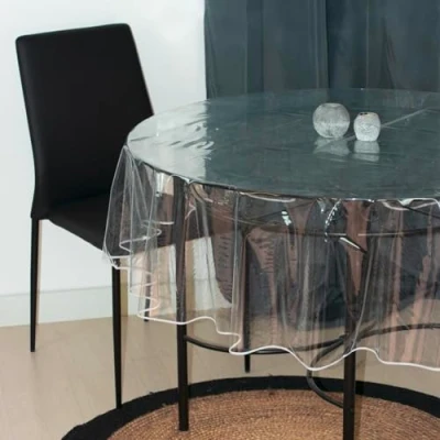 Imagen de Soleil d&#039;ocre Mantel Cristal, 300 Micras,Redondo, Transparente, Diamètre 180 cm