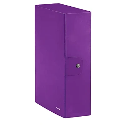 Imagen de Leitz, caja, cierre de botones, cartón plastificado, tamaño 25 x 35, WOW, color violeta Dorso 10 cm