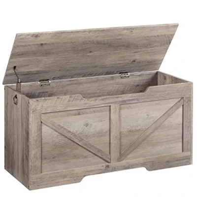 Imagen de HOOBRO Caja de Juguetes, Banco Almacenamiento, Taburete Almacenamiento con Mecanismo Bloqueo, Robusto, Armario Madera, Fácil Montar, Crudo EBG771CW01