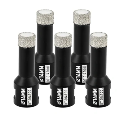 Imagen de DT DIATOOL Broca de Diamante 5 Piezas 14mm para Perforación en Seco Azulejo Porcelana Mármol Cerámica Granito