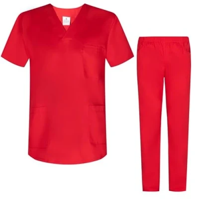 Imagen de MISEMIYA Uniformes Sanitario Unisex Sanitarios MÉDICOS Conjuntos BZ 817 8312 XL, Rojo