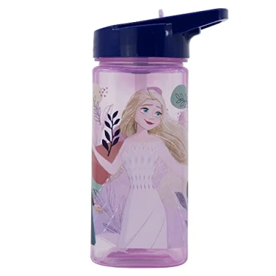 Imagen de Botella de agua reutilizable cuadrada con pajita incorporada 510 ml Frozen