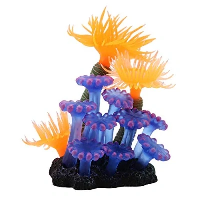 Imagen de Coral Artificial, Planta de simulación Silicona Luminosa Anémona mar para decoración Paisaje Acuario Peces Adornos