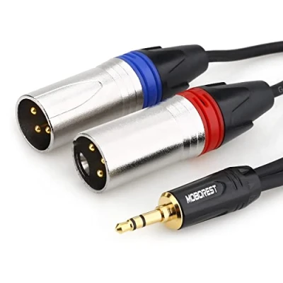 Imagen de MOBOREST 3.5mm a XLR Cables de micrófono macho, dual TRS Mini Jack estéreo AUX Interconexión Y Adaptador Cable 1.5 metros