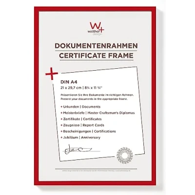 Imagen de walther design KV130R New Lifestyle marco de fotos plástico, 21x29,7 cm DIN A4, rojo