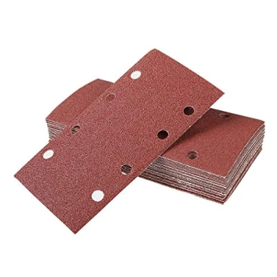 Imagen de 35 hojas de lija para varios materiales, 93 x 190 mm, granos grano 5 P40, P60, P80, 10 P120, P240, 8 agujeros, lijadora orbital