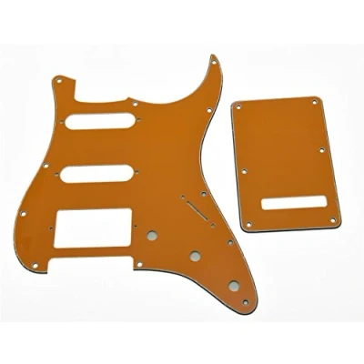 Imagen de KAISH Golpeador HSS estilo Strat de 11 agujeros, placa trasera ST, cubierta trémolo para Stratocaster Estados Unidos/México, color naranja, 3 capas
