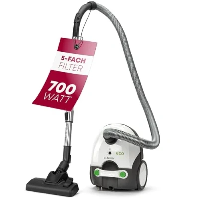 Imagen de Bomann BS9019CB Aspirador con Bolsa 700 W Tubo telescópico de Acero Inoxidable Microfiltro Blanco/Gris