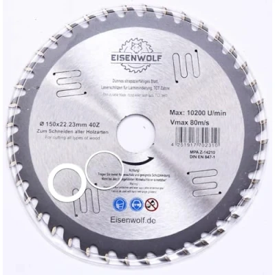 Imagen de hoja de sierra 150x22,23 mm, circular para madera con 40 dientes TCT inclinados
