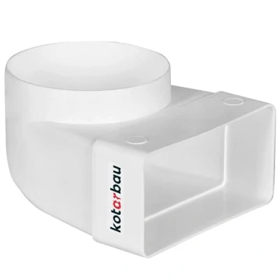 Imagen de KOTARBAU® pieza de desviación 90 para conducto ventilación, 120 x 60 mm, transición plástico, diámetro 100 color blanco, conector canal, arco ángulo entrada