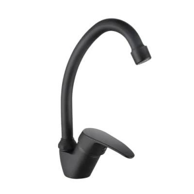 Imagen de INGUZ. Grifo Viggo para fregadero de cocina mezclador caña media monomando. Agua fria y caliente. (Negro)