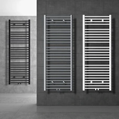 Imagen de ECD Germany Radiador De Baño Moderno 400 X 1200 Mm Blanco Recto Con Conexión Lateral Acero Calefactor Toallero Calentador Y Secador Toallas Diseño Escalera No Eléctrico