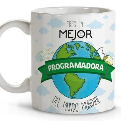 Imagen de LolaPix Tazas desayuno. originales para regalar. Regalos programadores. personalizadas. Taza cerámica 330 ml.