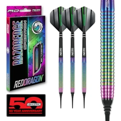 Imagen de RED DRAGON Razor Edge Spectron Dardos de tungsteno Softip 18 Gramos con paletas y vástagos