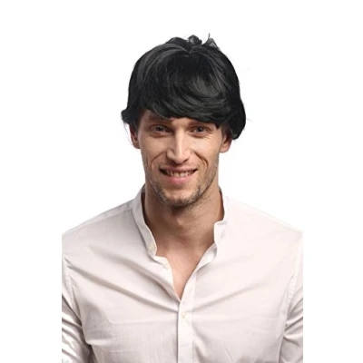 Imagen de WIG ME UP 91087 ZA103 Peluca Hombres Carnaval Halloween Corto Negro Flequillo