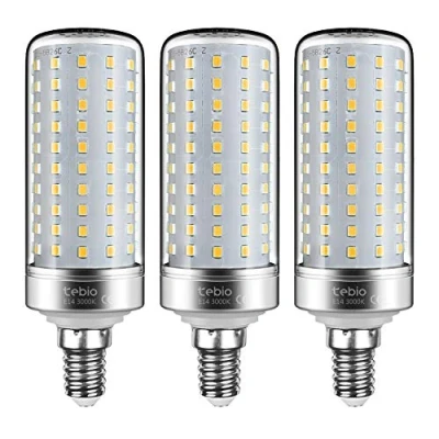 Imagen de tebio LED Plata Maíz Bombillas 25W E14 3000K Blanco Cálido Candelabros bombillas, 200W Bombilla Incandescente Equivalente, 2500LM, vela No regulables, 3 Packs