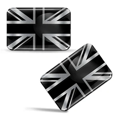 Imagen de Biomar Labs® 2 pegatinas 3D de gel silicona plateadas con bandera Inglaterra Reino Unido coche moto bicicleta ventana puerta PC teléfono móvil tablet portátil F 125