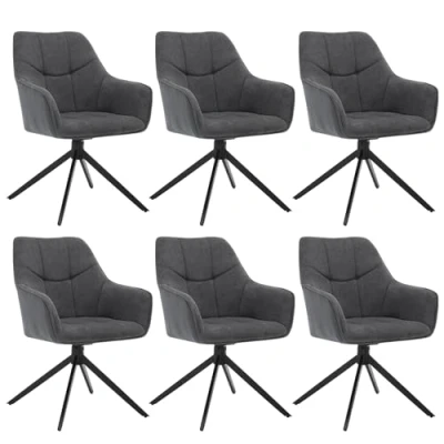 Imagen de WOLTU Sillas de Comedor, Juego 6 Cocina Giratoria, Patas Metal, con Reposabrazos para Salon, Dormitorio o Chenilla y Pana, Gris Oscuro, EZS08dgr