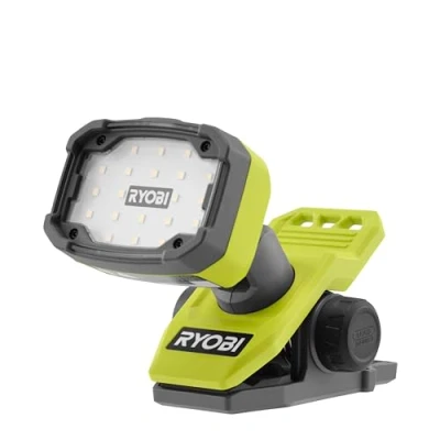 Imagen de RYOBI Lámpara con pinza (4 V, USB de litio, 3 intensidades: 750/250/75 lúmenes, cabeza orientable arriba/abajo y derecha/izquierda, compatible el sistema LINK (se vende sin batería)