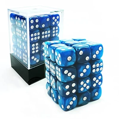 Imagen de Bescon 12mm 6 Sided Dice 36 in Brick Box, Six Die (36) Block of Dice, Marble Blue
