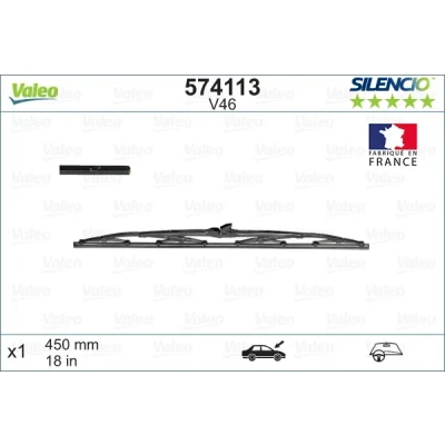 Imagen de Limpiaparabrisas Valeo Silencio, Silencio Conventional Single 574113 450mm delante Estándar sujeción por gancho TOYOTA: Supra III, Corolla VI Liftback