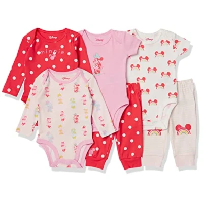 Imagen de Amazon Essentials Disney Marvel Star Wars Conjunto de 6 Piezas Bebé Niña, Pack 6, Minnie Rainbow Chaser, 24 Meses