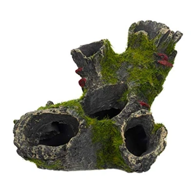 Imagen de Relaxdays Decoración Acuario Cueva, Piedra Decorativa, Escondite Roca, Poliresina, 1 Ud., 7 x 15 cm, Gris y Verde