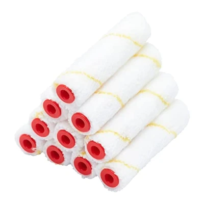 Imagen de ProDec Advance ARRE022 Juego de 10 rodillos microfibra pelo corto para emulsión, brillo, satén, manchas madera y barnices (10 unidades), color blanco