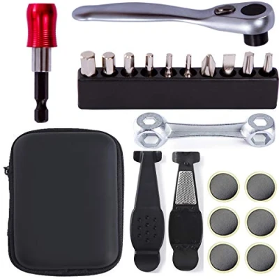 Imagen de COZYROOMY Kit Herramientas Reparación Bicicletas De Múltiples Para Con Herramienta Reversible Trinquete y 10 Brocas, Neumáticos Bicicletas.
