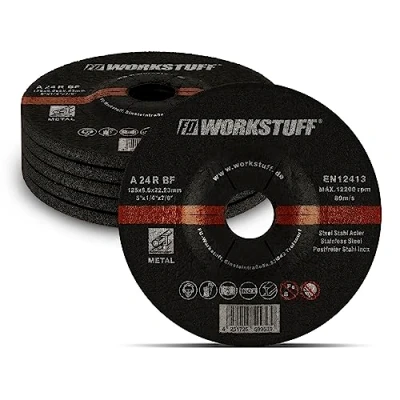 Imagen de Fd Workstuff 5 discos de desbaste profesionales 125 x 6,0 mm, amoladoras angulares o corte, ideales para acero y metal no ferroso, abrasivos, precisión