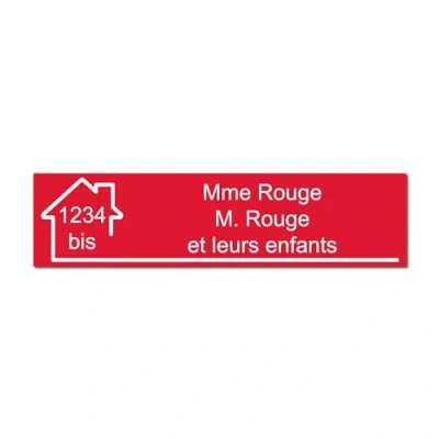 Imagen de Mygoodprice Placa para buzón, grabado de nombre y número, autoadhesiva personalizable, 10 x 2,5 cm, roja