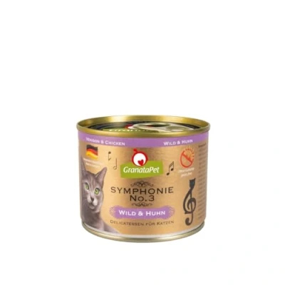 Imagen de GranataPet Symphonie No. 3: venado y Pollo; alimento para Gatos sin Cereales ni azúcares, Filete en Jalea Natural, Delicada Comida húmeda Gatos, 6 x 200 g