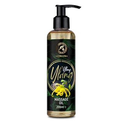 Imagen de Aceite de Masaje Ylang 200ml Base Semillas Uva con Aceites Esenciales Ylang, Almendra, Jazmín para Todos los Tipos Piel