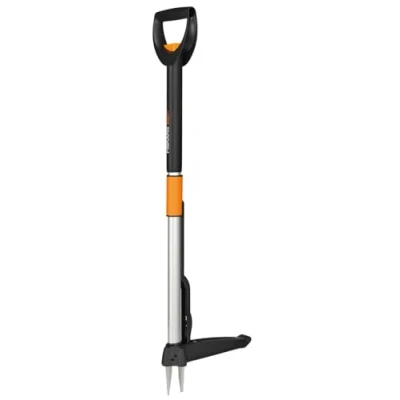 Imagen de Fiskars Extractor de maleza telescópico, Longitud: 1 1,19 m, Mango acero inoxidable/Mango plástico, Negro/Naranja, SmartFit, 1020125
