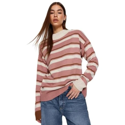Imagen de Trendyol Regular fit Basic Standing Collar Knitwear Sweater Suéter, Dried Rose, M para Mujer