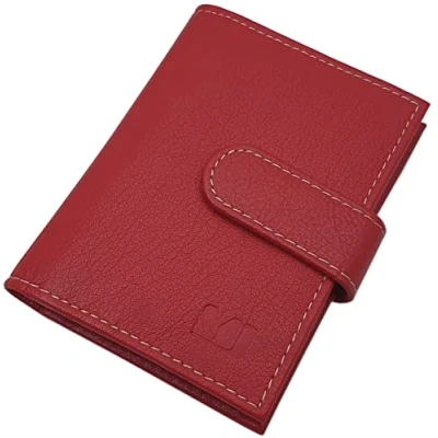 Imagen de myledershop XXL Cuero de búfalo Caja la Tarjeta para un Total 22 Tarjetas credito MJ Design Germany (Rojo)