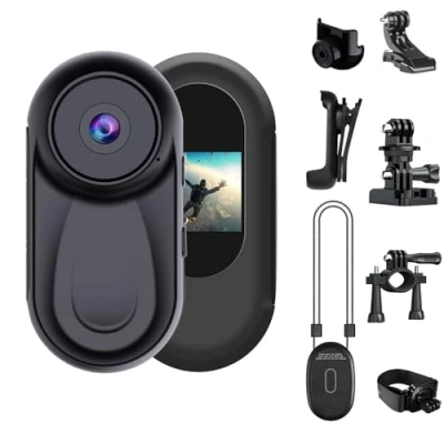 Imagen de OBEST Cámara Accion 360 Visión Nocturna, POV Camara Casco Moto HD 1080P, Mini Vlog Camera Video Bodycam, Deportiva con Pantalla 0,85&quot; Gran Angular 120 para Ciclismo, Acc Multifuncion