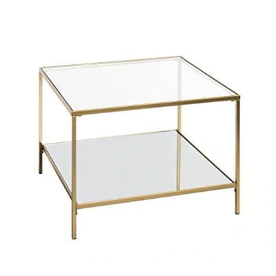 Imagen de HAKU Möbel Mesa auxiliar oro, Metal, cristal de seguridad, espejo Dim.: AN 60 cm x AL 45 P cm, Estilo: Art Déco