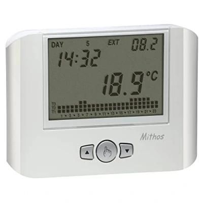 Imagen de VEMER VE328100 MITHOS Termostato Calefacción de Pared con Programación Semanal, Alimentado por Batería, Blanco