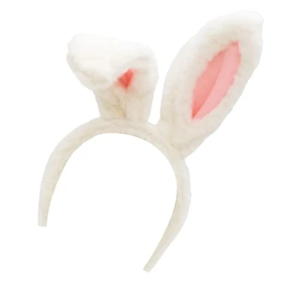 Imagen de TRIXES Diadema Forma de Oreja Coneja para Disfraces Adultos o Niños Un Tamaño Banda Cabeza Orejas Conejitas Fluffy Rosa y Blanco Accesorio Disfraz Carnaval Pascua