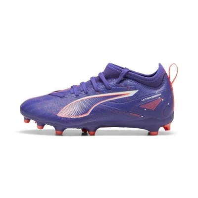 Imagen de Puma Ultra 5 Match FG/AG JR Unisex Botas de fútbol con tacos para niños, Talla: 30, Lapis lazuli/white/sunset glow Zapatos