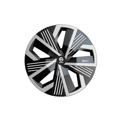 Imagen de Sparco Juego de 4 Tapacubos 15 Modelo Nagoya Negro/Plata. Diseño Deportivo para Las Llantas tu Coche. Fabricación Resistente y Duradera.