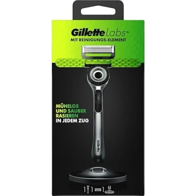 Imagen de Gillette Laboratorios con sistema de afeitado barra exfoliante, para hombres, 1 mango cuchilla recargable, incluye soporte magnético premium,