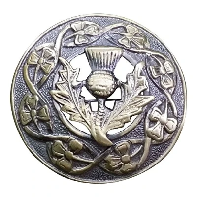 Imagen de Broche de cardo escocés para hombre, acabado antiguo, 7,6 cm, broches y pines celtas Latón (antiguo), 3&quot;,