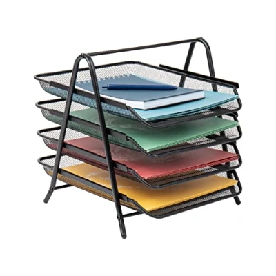 Imagen de Mind Reader 4 Tier Steel Mesh Paper Tray Desk Organizer, Black