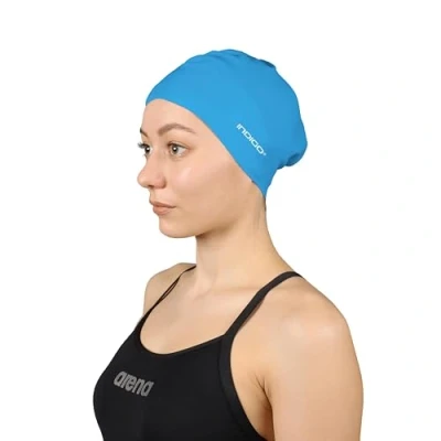 Imagen de DRUNA Gorro de Natación Silicona para Cabellos Largos, Silicone Cap, Piscina, Swimming Cap (Azul Claro)