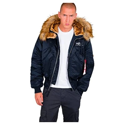 Imagen de Alpha Industries 45P Hooded Custom Chaqueta de invierno, Hombre, Talla: Small, Rep blue