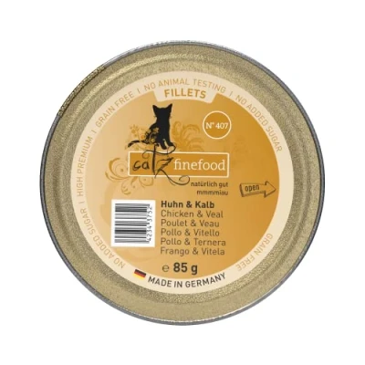 Imagen de catz finefood Comida húmeda para Gatos nº 407 de Pollo y Ternera en Jalea, sin Cereales, tu Gato azúcar, alimento húmedo la Mejor gelatina, 85 g (12 Unidades)
