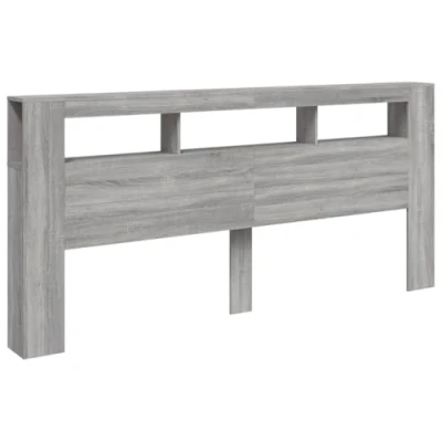 Imagen de vidaXL Cabecero con LED, Cabezal de Almacenaje, para Cama, Estantes Dormitorio, Madera Ingeniería Gris Sonoma 220x18,5x103,5 cm
